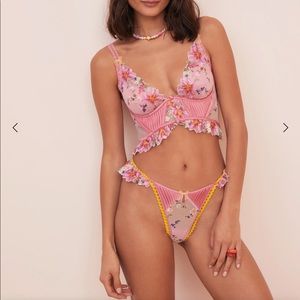 Brand New Plumeria Bouquet Ruffle Thong by For Love & Lemons